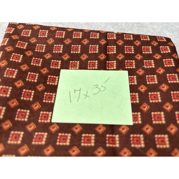 Vintage Brown Fabric Red & Gold Geometric Print 17" x 35" for Crafting / Sewing - Picture 3 of 4